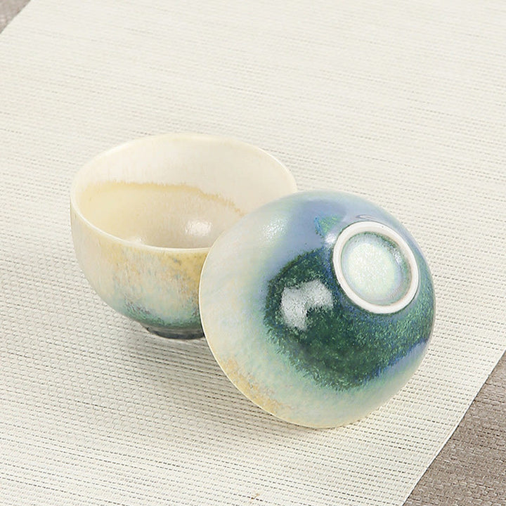 Tazas de té de cerámica verde creativas de Buddha Stones, tazas de té de Kung Fu