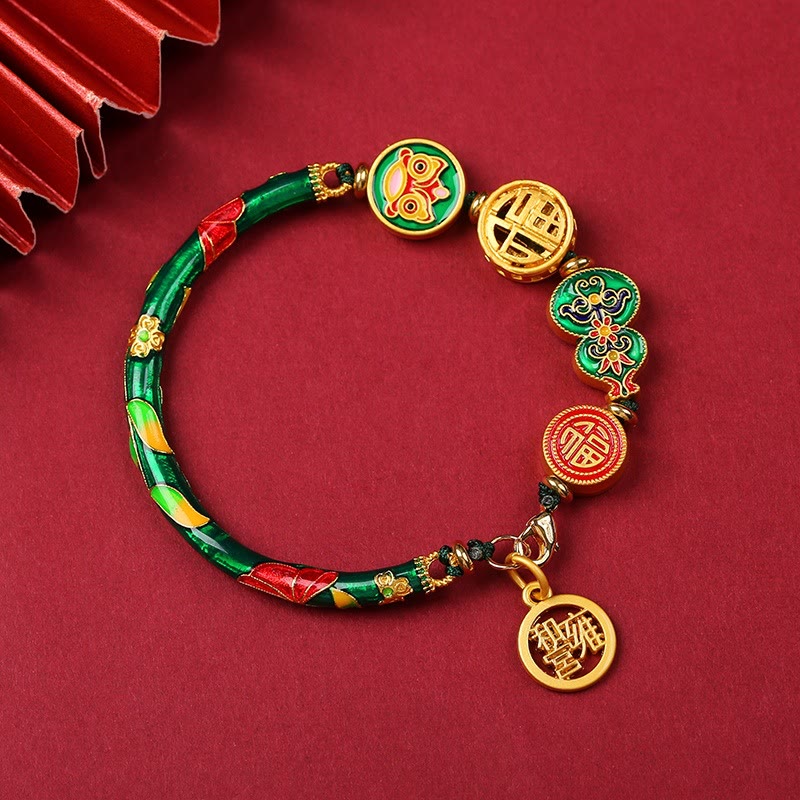 Pulsera de la suerte de la riqueza del león de la felicidad de la fortuna de la calabaza tibetana