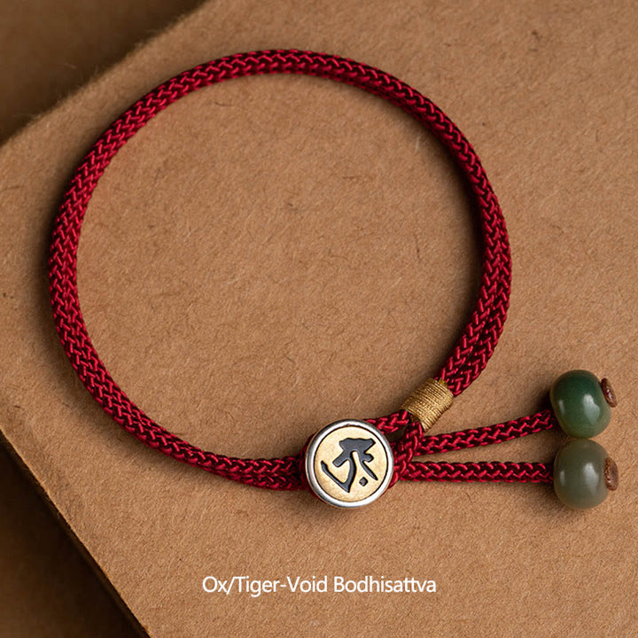 Pulsera de hilo rojo trenzado con Buddha Stones , Plata de Ley 925, hecha a mano, zodíaco chino, Buda natal, cian, Bodhi, protección de semillas