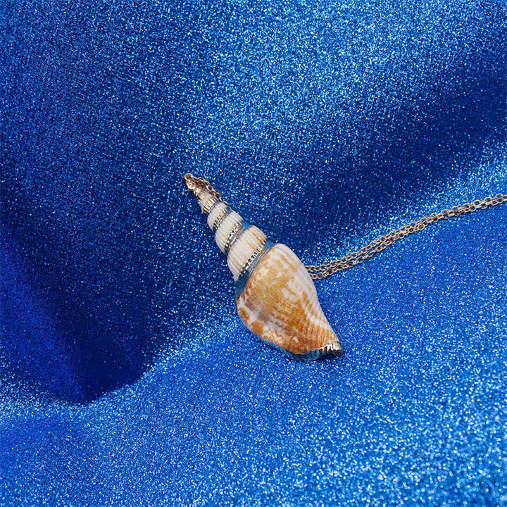 Colgante de collar de la suerte de concha de caracola Shankha Natural
