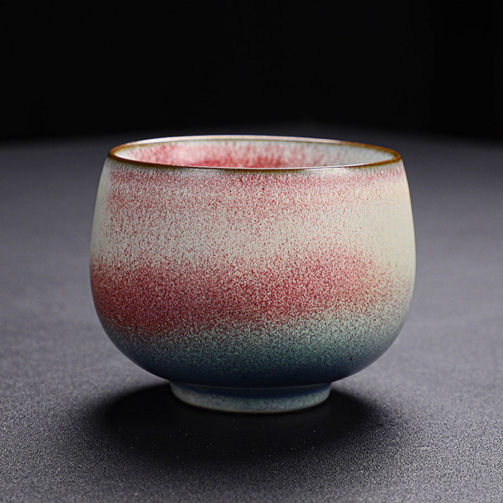 Taza de té de cerámica con cambio de horno degradado rojo Retro con Buddha Stones, taza de té de Kung Fu