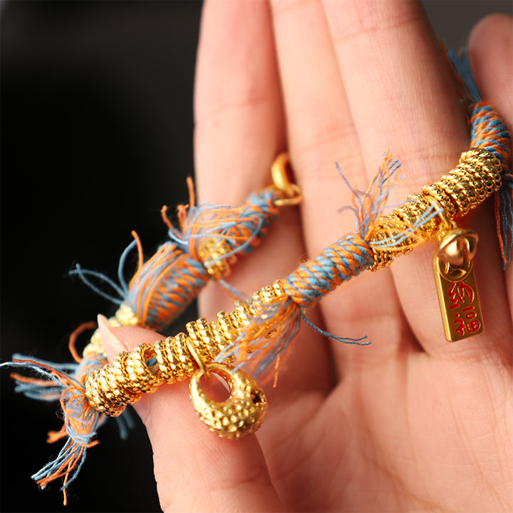 Pulsera trenzada de cuerda multicolor de la suerte tibetana hecha a mano con Buddha Stones
