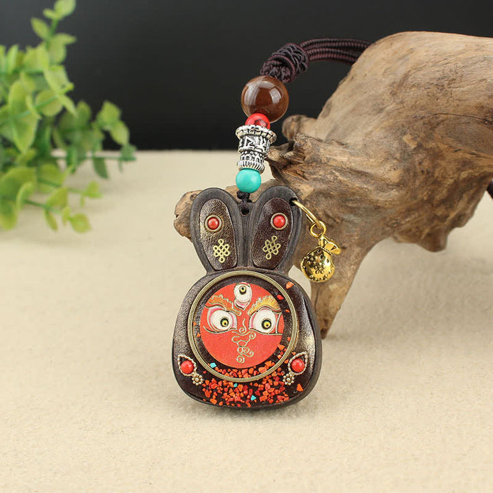 Colgante de collar Thangka de cinco dioses de la riqueza de ébano del Tíbet