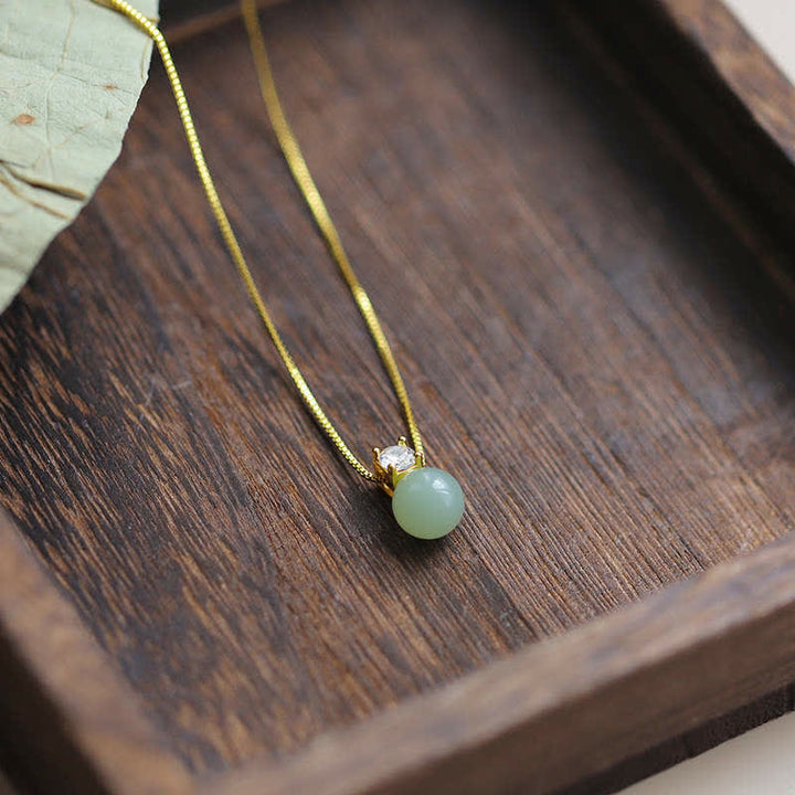 Colgante de collar de cadena de prosperidad de jade con cuentas de la suerte de Buddha Stones
