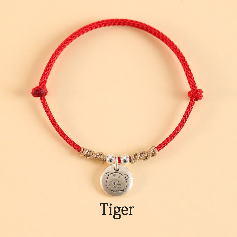 Pulsera trenzada de la suerte del zodíaco chino, hecha a mano, de plata de ley 999 con Buddha Stones, año del dragón