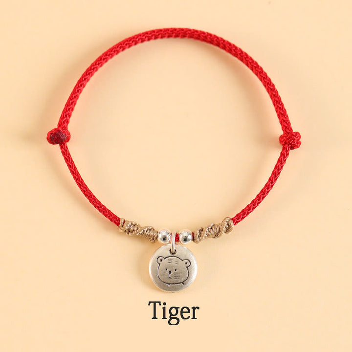 Pulsera trenzada de la suerte del zodíaco chino, hecha a mano, de plata de ley 999 con Buddha Stones, año del dragón