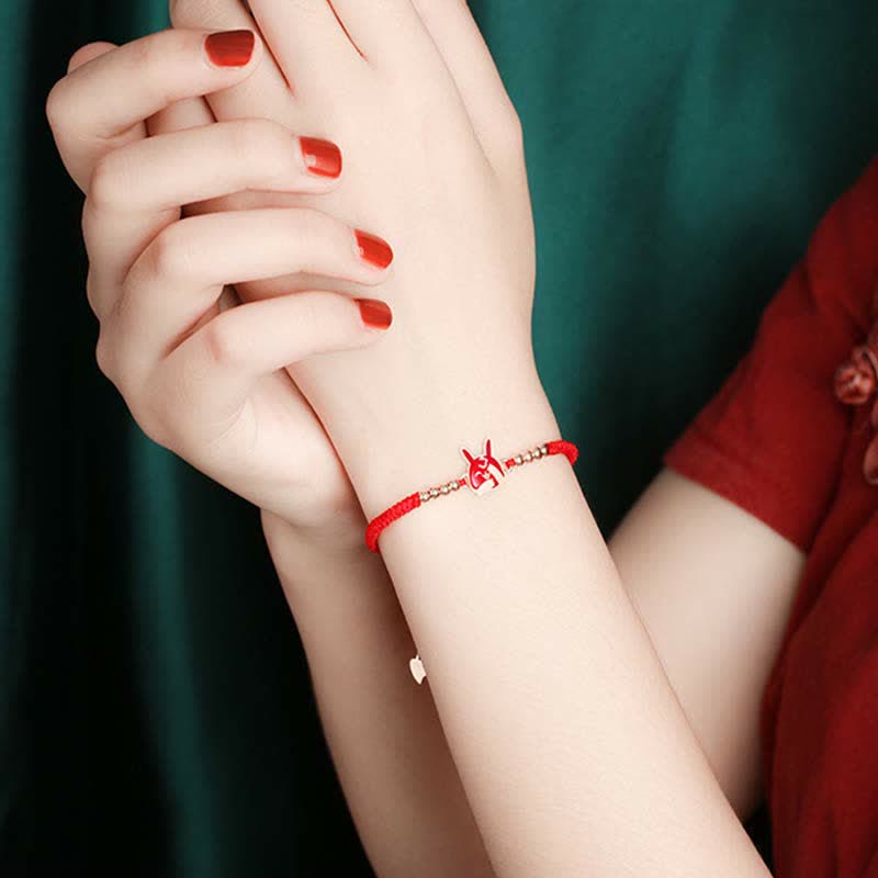 Pulsera de hilo rojo con Buddha Stones de plata de ley 925, zodíaco chino, suerte, fe, decoloración