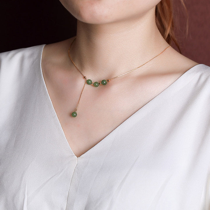Colgante de collar curativo con cuentas de jade cian de plata de ley 925 con Buddha Stones