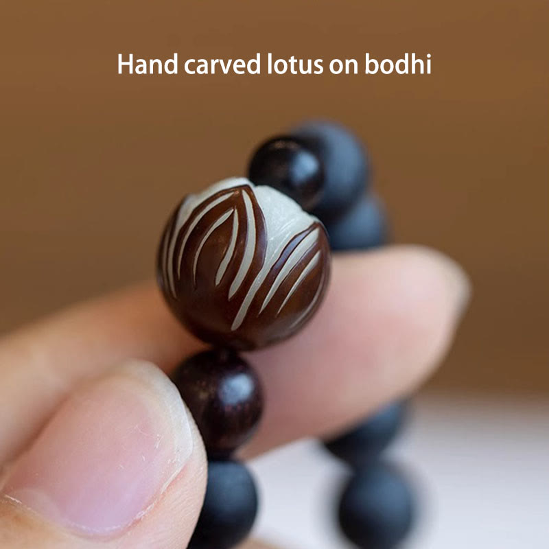 Pulsera curativa de loto Bodhi de ciprés tibetano de doble capa con Buddha Stones