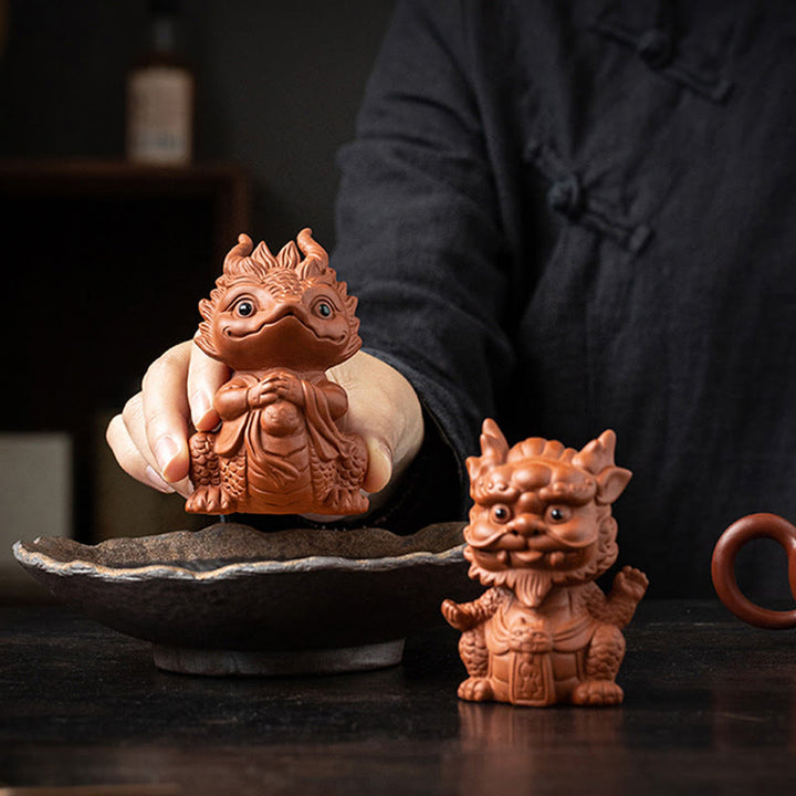 Buddha Stones, dragón de la suerte, riqueza, té, mascota, figura decorativa de arcilla púrpura, decoración - image 27