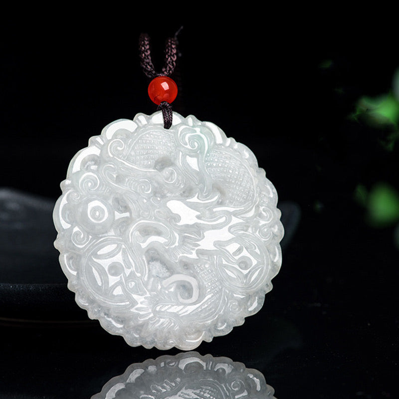 Collar de protección de dragón de jade blanco con Buddha Stones, colgante de cadena - image 7