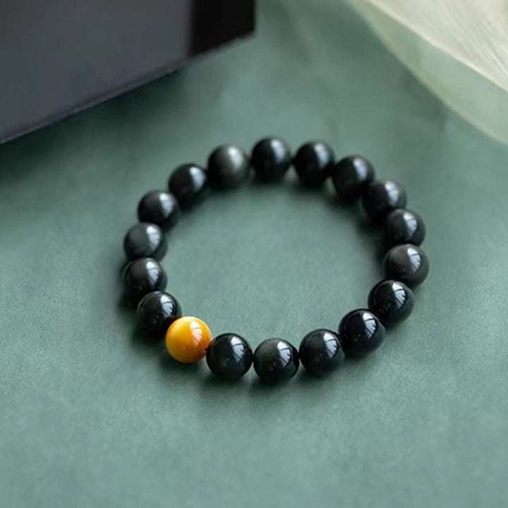 Pulsera de amor positivo con ojo de tigre y obsidiana arcoíris natural con Buddha Stones