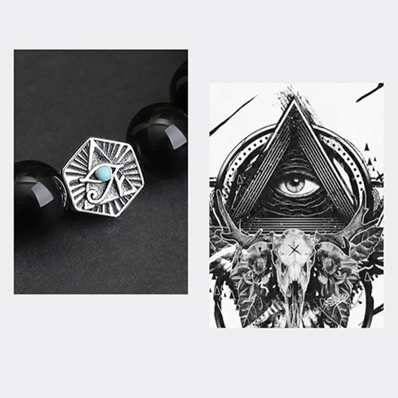 Pulsera de purificación de ojo de tigre de obsidiana negra de plata de ley 925 con Buddha Stones - image 4