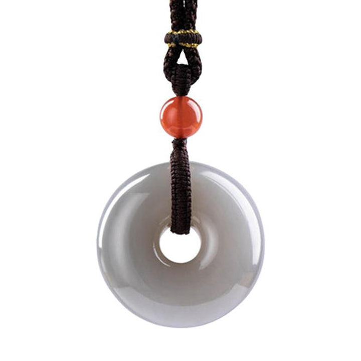Colgante redondo natural del collar de la suerte de la hebilla de la paz del jade gris del jade