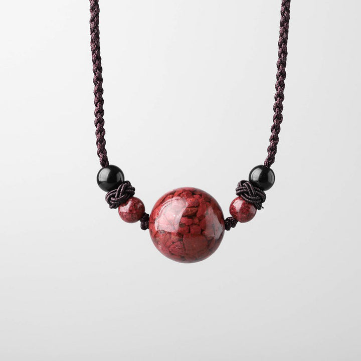 Colgante de collar con cuentas de piedras de cinabrio naturales , Buddha Stones