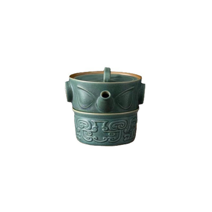 Taza de té de cerámica Kung Fu con bolsa, Buddha Stones , Sanxingdui