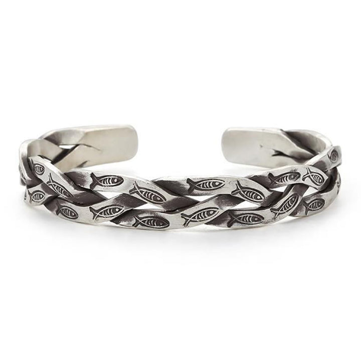 Brazalete con diseño retorcido de peces Koi y Buddha Stones, pulsera de la suerte y la riqueza