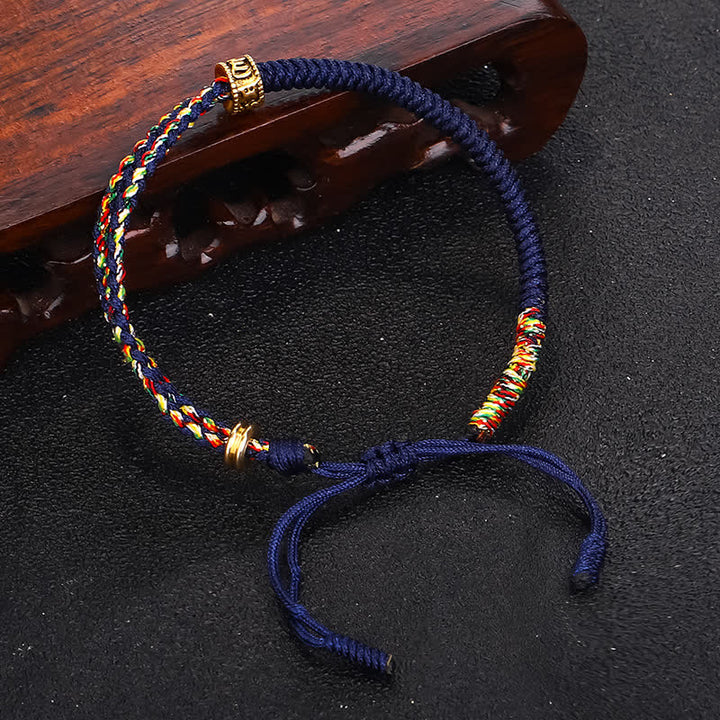 Pulsera de cuerda de la suerte con Buddha Stones Om Mani Padme Hum