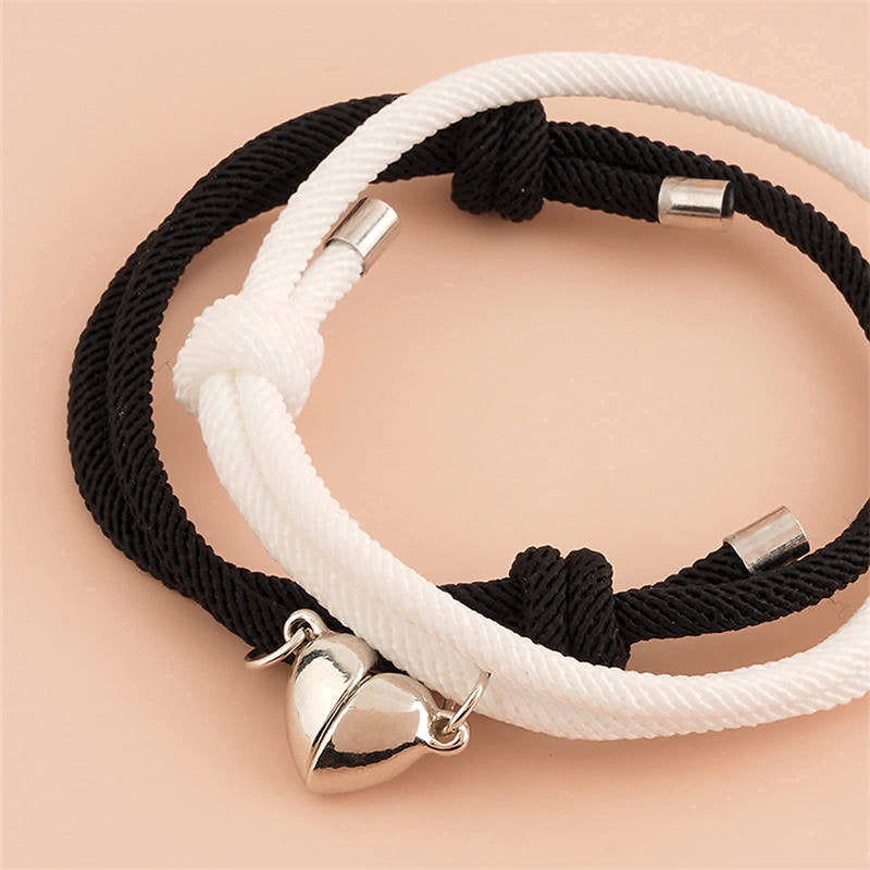 Pulsera de fuerza de cuerda de pareja magnética de amor de 2 piezas