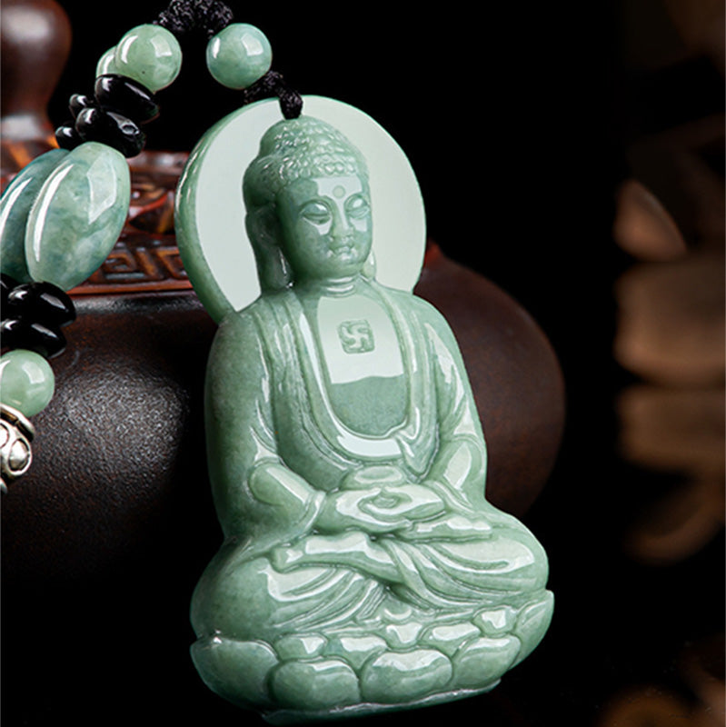 Collar de cadena de compasión con amuleto de jade de Buda Amitabha de Buddha Stones - image 2