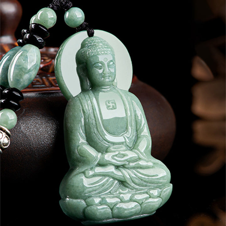 Collar de cadena de compasión con amuleto de jade de Buda Amitabha de Buddha Stones - image 2