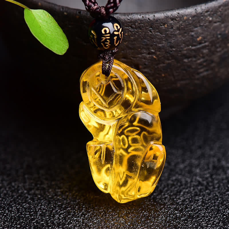 Colgante de collar de riqueza de Buddha Stones FengShui citrino PiXiu - image 8