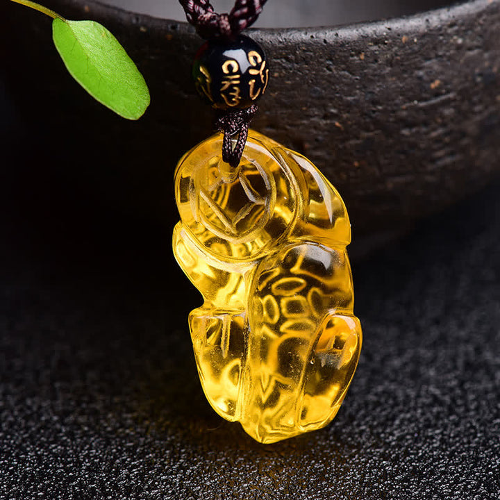 Colgante de collar de riqueza de Buddha Stones FengShui citrino PiXiu - image 8