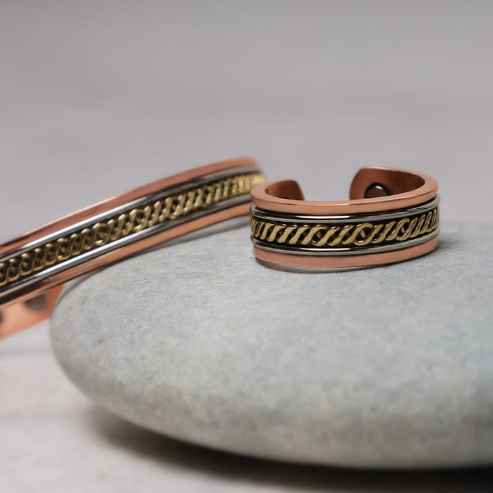 Brazalete ajustable con equilibrio de cobre magnético de Buddha Stones