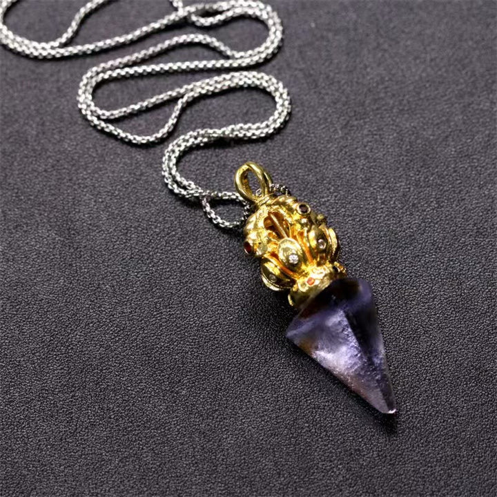 Buddha Stones tibetano Dorje Vajra 4 puntas Lotus Liuli cristal fuerza collar colgante