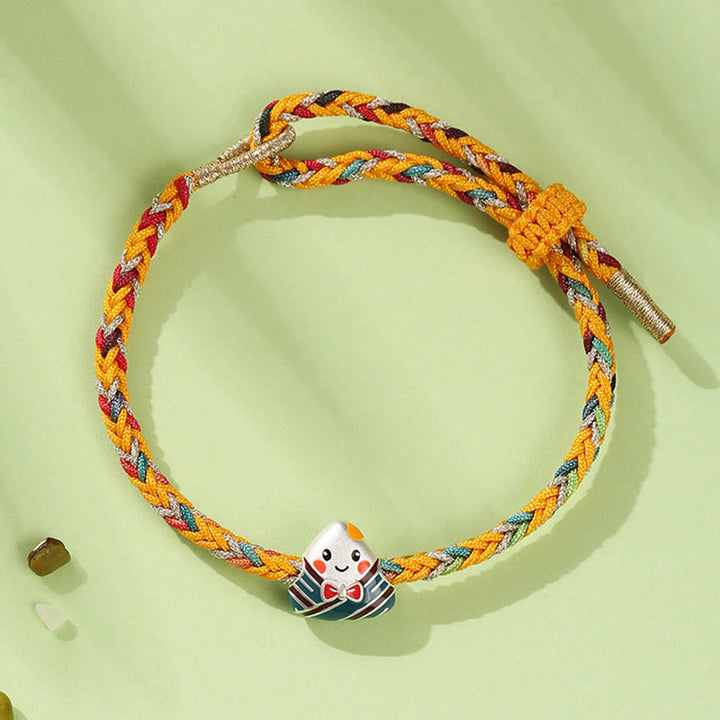 Pulsera de plata de ley 925 con Buddha Stones, dragón, barco, Festival, patrón Zongzi, suerte, hecha a mano, cuerda multicolor, niño y adulto