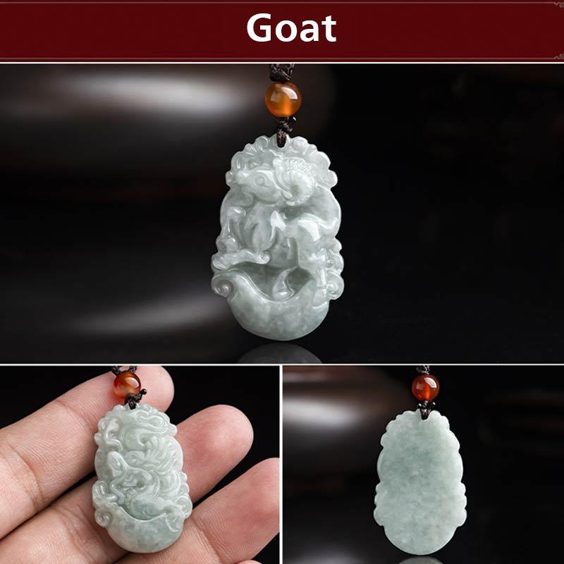 Collar con colgante de éxito del zodiaco chino con Buddha Stones de jade natural 12 - Cabra - image 33