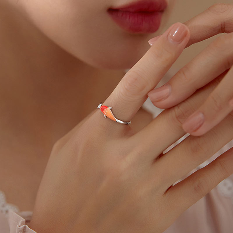 Anillo ajustable de la suerte del equilibrio de cobre del pez Koi de las Buddha Stones