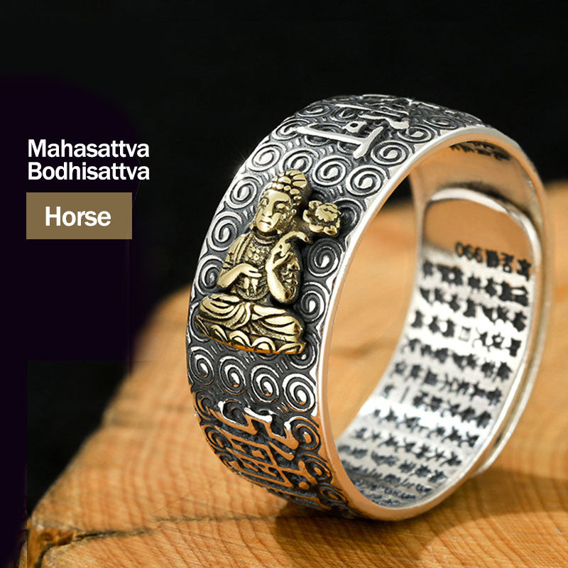 Anillo ajustable de la suerte de la riqueza de Buda Natal del zodiaco chino de Buddha Stones de Buda