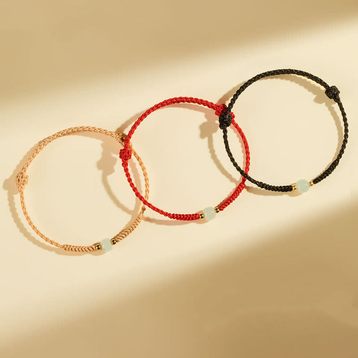 Pulsera trenzada de abundancia de cuentas de la suerte de jade hecha a mano con Buddha Stones
