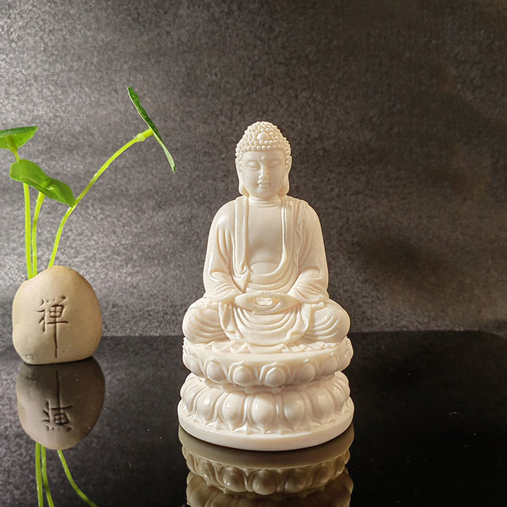 Buddha Stones Mini fruta de marfil Tathagata Buda Lotus Kwan Yin Avalokitesvara Manjusri Samantabhadra Serenity decoración de escritorio