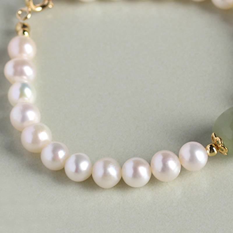 Pulsera de cuentas curativas de felicidad de jade hetiano con perlas naturales de Buddha Stones