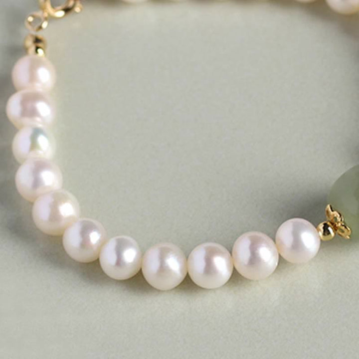 Pulsera de cuentas curativas de felicidad de jade hetiano con perlas naturales de Buddha Stones