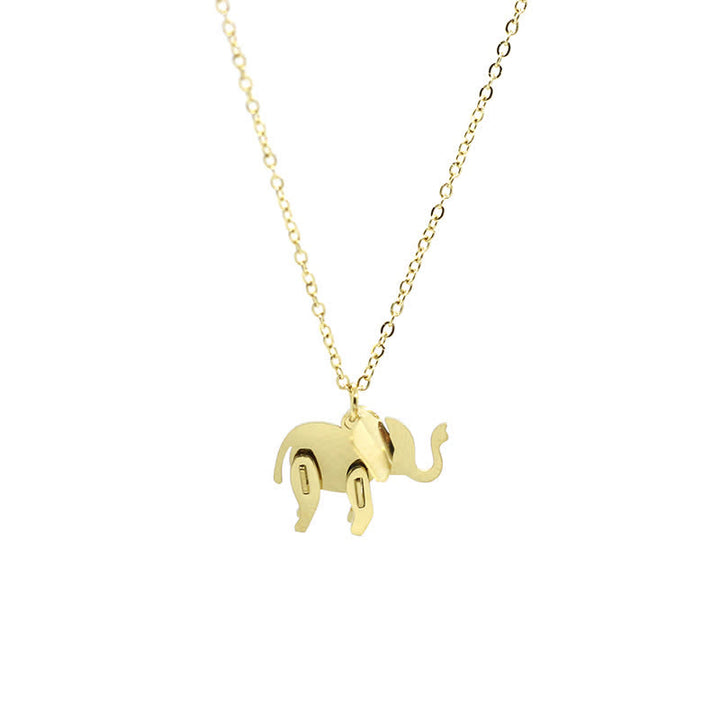 Colgante de cadena de collar de suerte de acero de titanio elefante