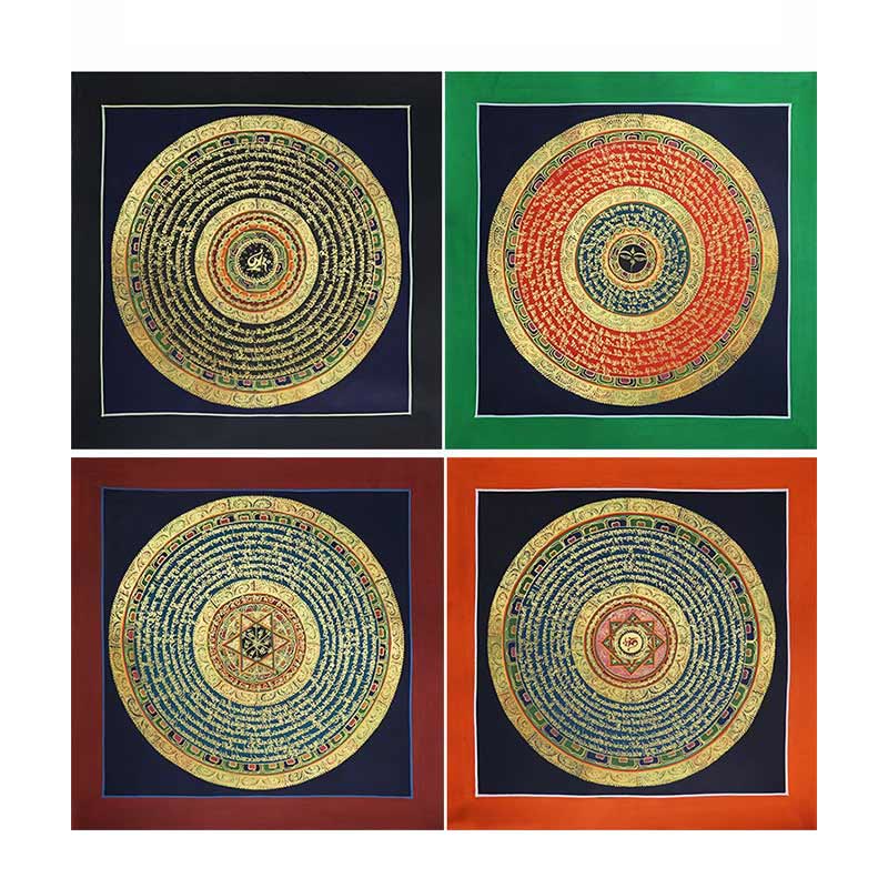 Caja ciega tibetana hecha a mano con pintura Thangka, bendición espiritual, patrón de Color aleatorio