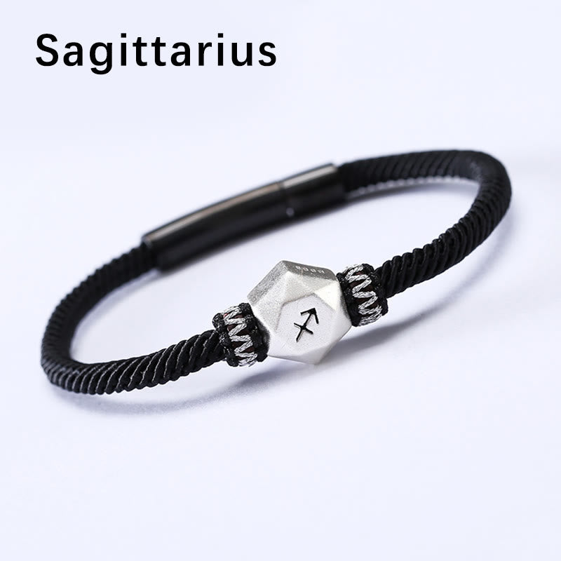 Pulsera de hilo hecha a mano con protección de las 12 constelaciones del zodíaco de plata de ley 999 con Buddha Stones
