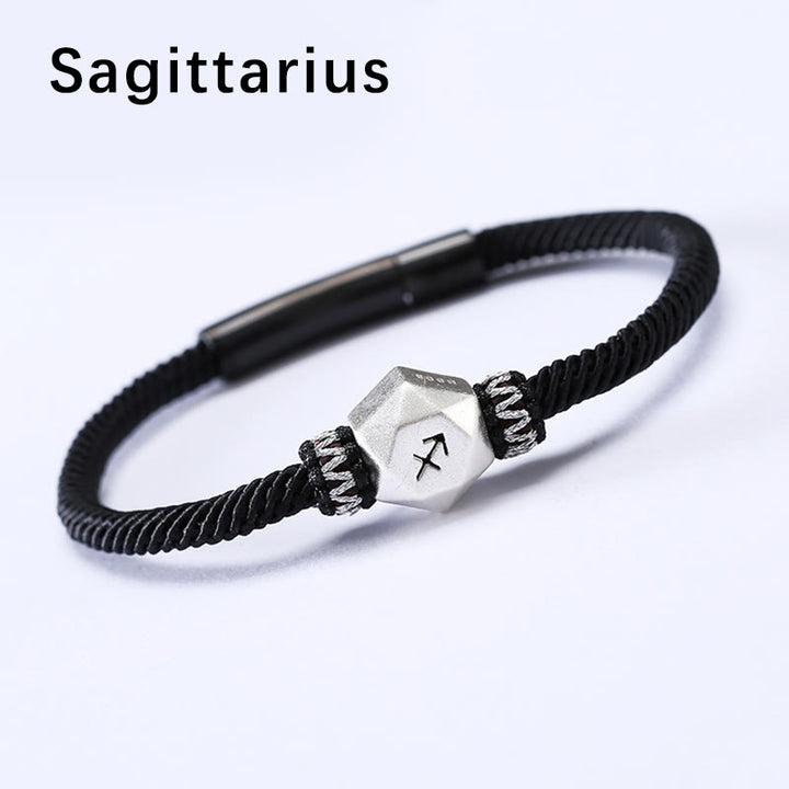 Pulsera de hilo hecha a mano con protección de las 12 constelaciones del zodíaco de plata de ley 999 con Buddha Stones