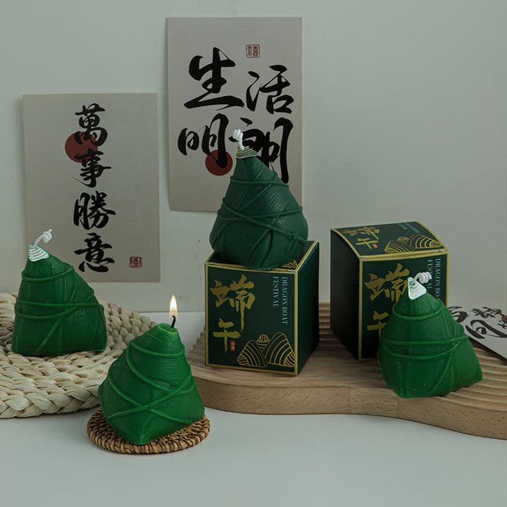 Vela perfumada con patrón Zongzi del Festival del Barco del Dragón de Buddha Stones , regalo para familiares y amigos