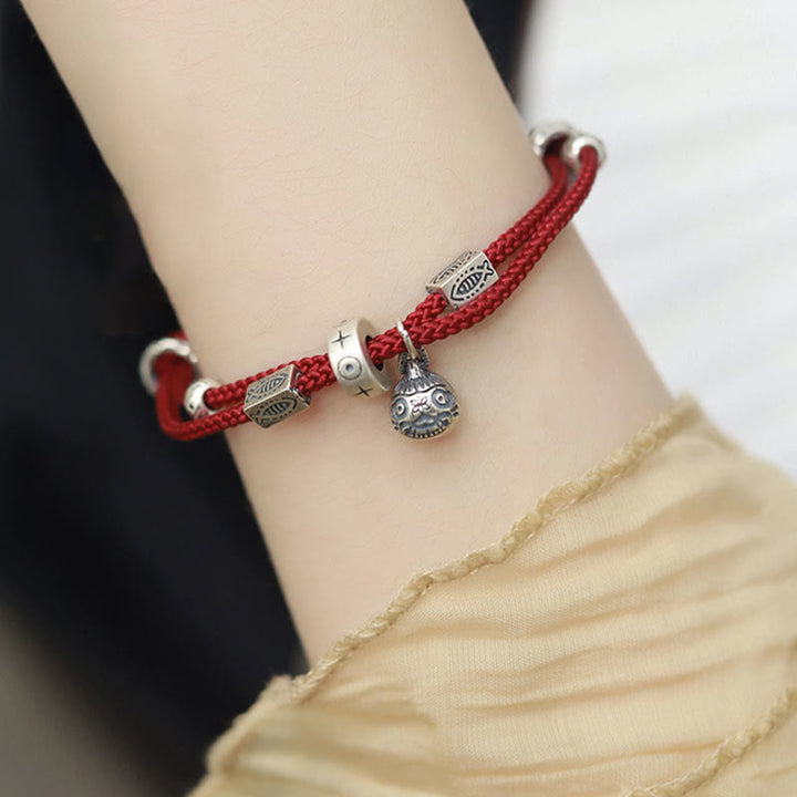 Pulsera trenzada hecha a mano con Buddha Stones , Plata de Ley 925, oro, bestia tragadora, pez Koi, riqueza