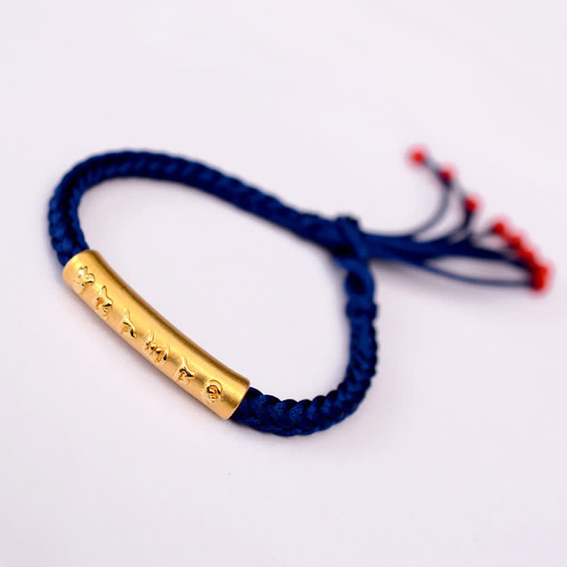 Pulsera de hilo de protección Om Mani Padme Hum de plata de ley 999 con Buddha Stones