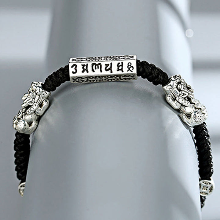 Pulsera de cuerda Om Mani Padme Hum con moneda de cobre Feng Shui doble de piedras de Buddha Stones - image 11