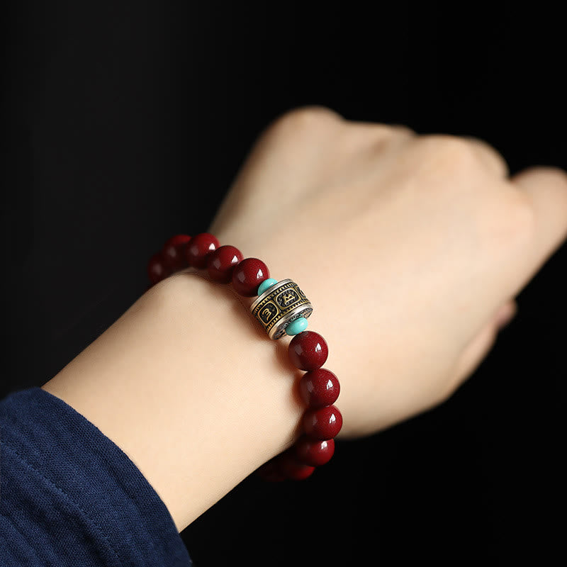Pulsera de plata de ley 925 con Buddha Stones , zodíaco chino, Buda natal, cinabrio, Om Mani Padme Hum