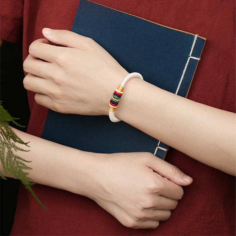 Pulsera de cuerda trenzada de la suerte de cinco elementos con nudo King Kong colorido hecho a mano tibetano con Buddha Stones