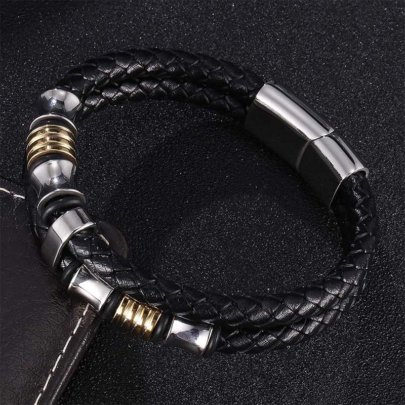 Pulsera Fortune con tejido de cuero en capas de Buddha Stones