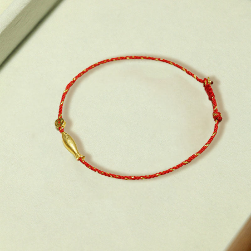 Pulsera trenzada de la suerte y la riqueza de los peces Koi chapada en oro de 14 quilates con Buddha Stones