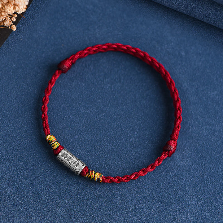 Pulsera tobillera de plata de ley 925 hecha a mano con Buddha Stones, todo va bien, diseño de protección y resistencia - Tobillera (Circunferencia 18-30 cm) - Cuerda de color rojo oscuro - image 24